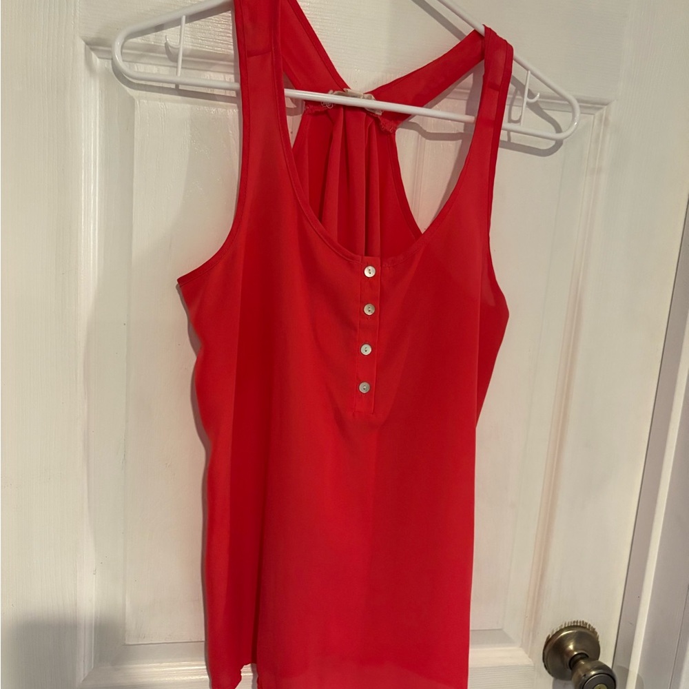 Pink Rose Vibrant Red Buttoned Tank Top
